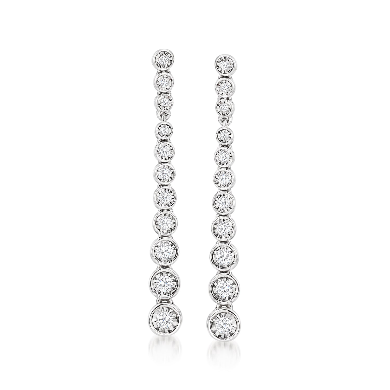 .50 ct. t.w. Bezel-Set Diamond Drop Earrings in Sterling Silver