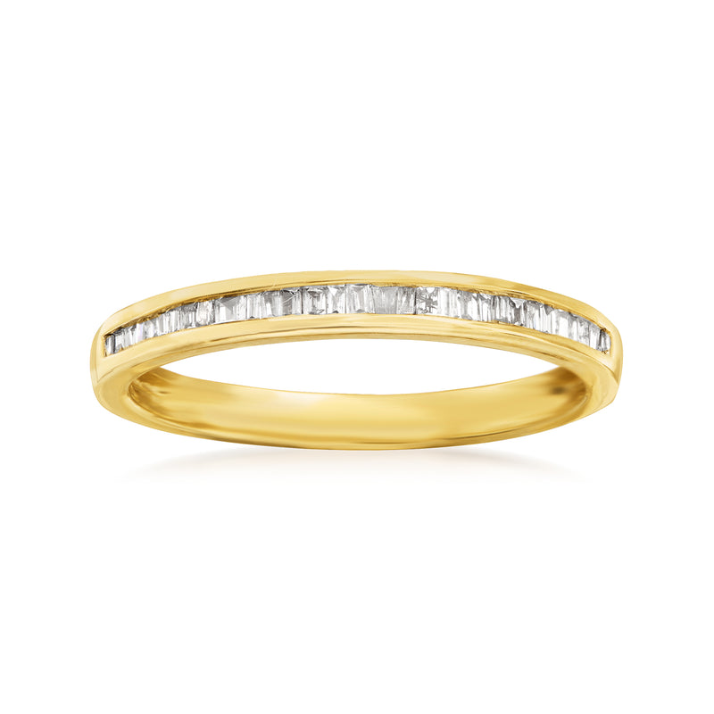 14kt yellow gold channel-set baguette diamond ring with stones across top