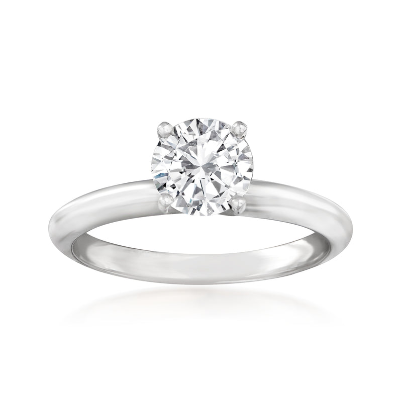 14kt white gold diamond engagement ring with round center stone