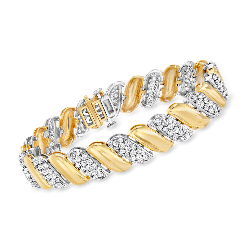 Diamond San Marco bracelet in two-tone gold with pavé links and box clasp