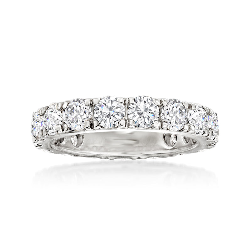 14kt white gold diamond eternity band with channel-set round stones
