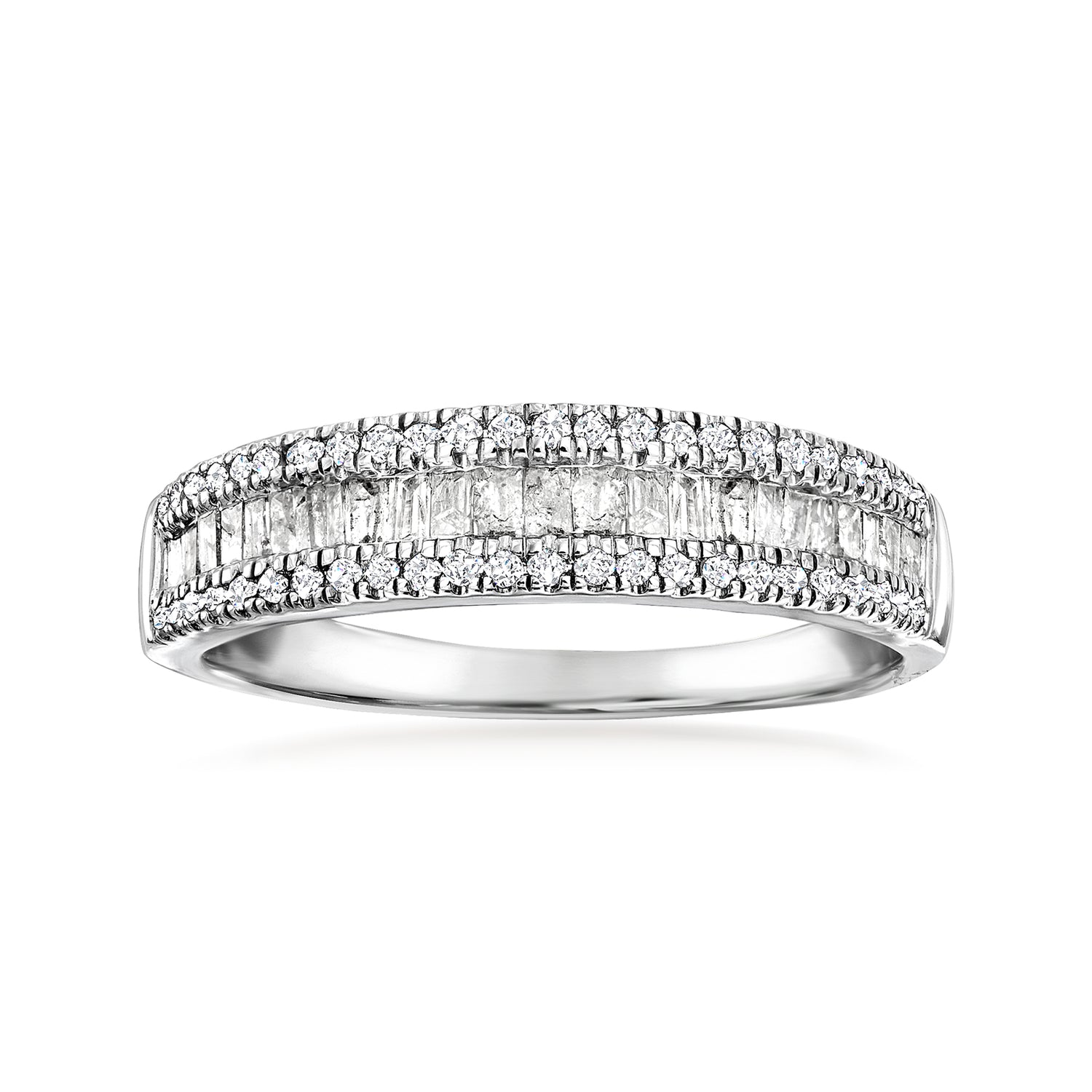 .50 ct. t.w. Baguette and Round Diamond Ring in Sterling Silver