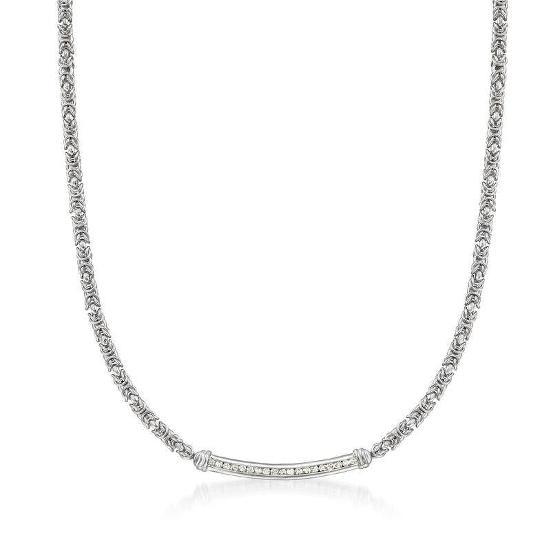 Sterling silver Byzantine necklace with diamond bar accents