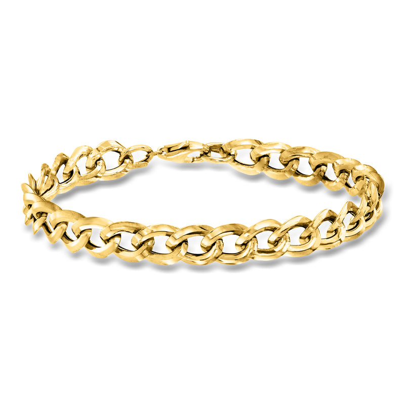 Yellow gold curb-link bracelet with interlocking chain links