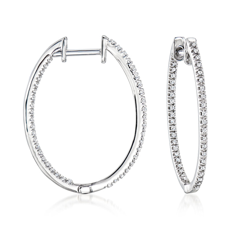 Sterling silver diamond inside-outside hoop earrings