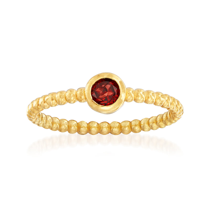 Phillip Gavriel popcorn garnet beaded ring in 14kt yellow gold with round red center