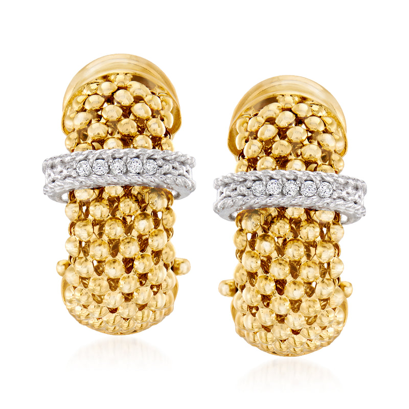 Phillip Gavriel Popcorn 14kt yellow gold diamond hoop earrings, pair