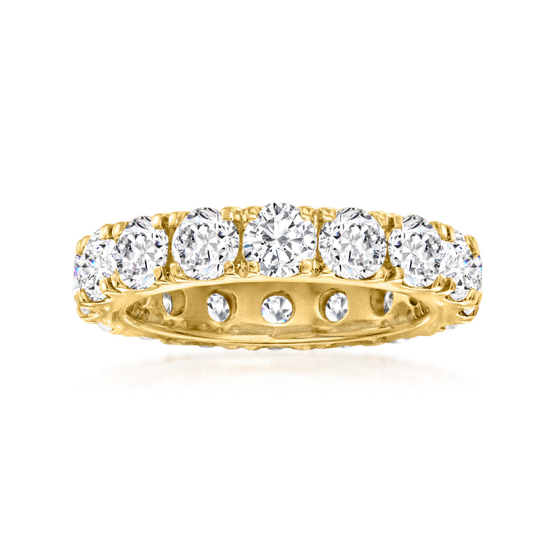 14kt yellow gold diamond eternity band with round bezel-set stones