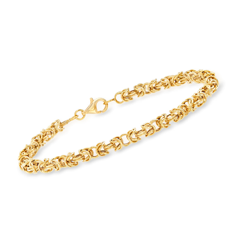 18kt yellow gold Byzantine chain bracelet with lobster clasp