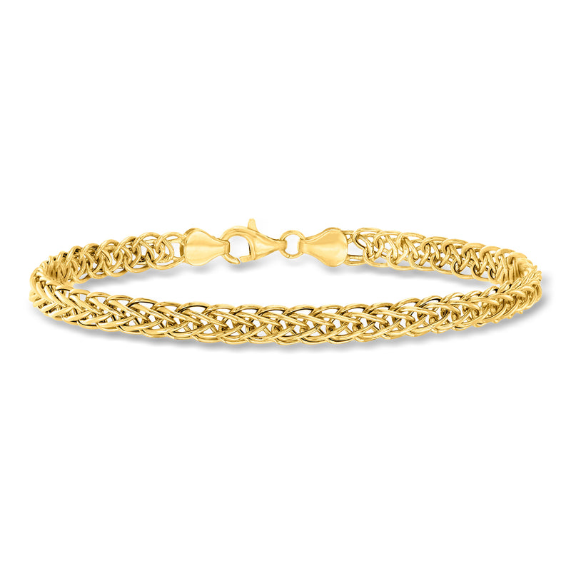 18kt yellow gold wheat-link bracelet with clasp, oval woven links