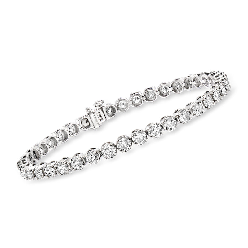 Platinum diamond tennis bracelet, round bezel-set stones, double row