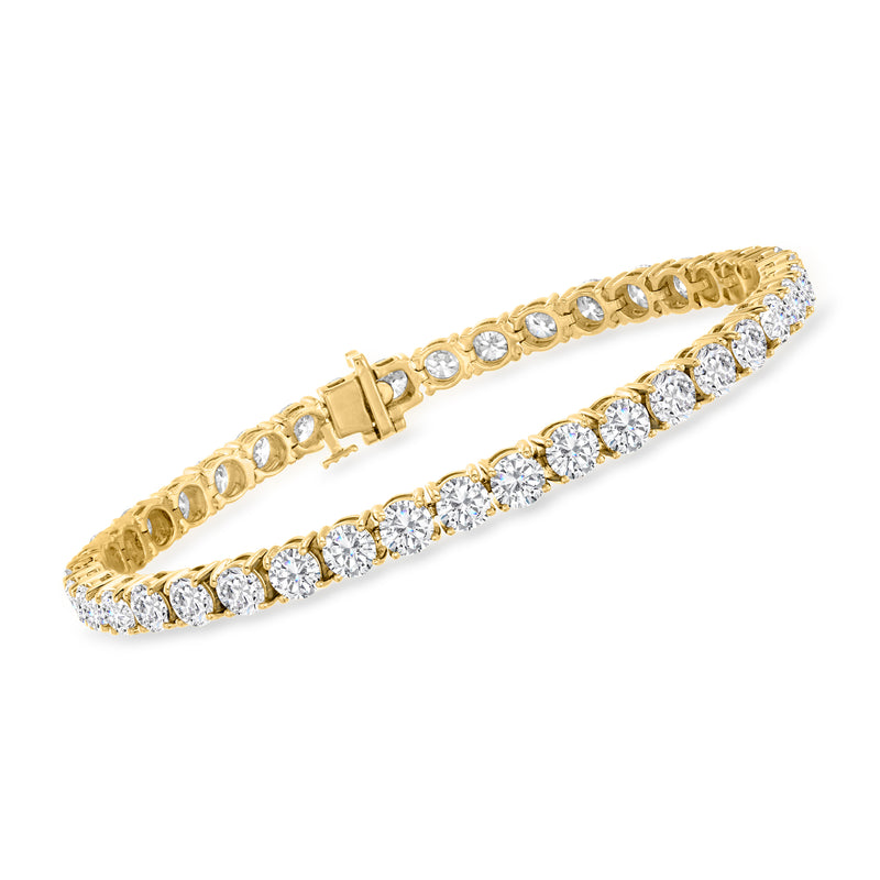 14kt yellow gold diamond tennis bracelet with round brilliant stones