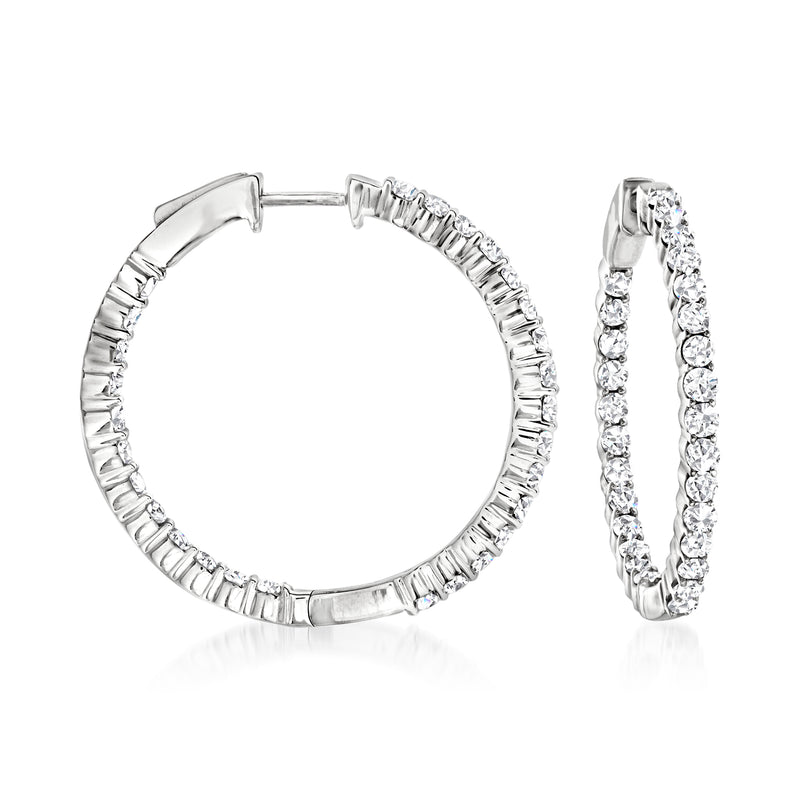 Diamond inside-outside hoop earrings in 14kt white gold