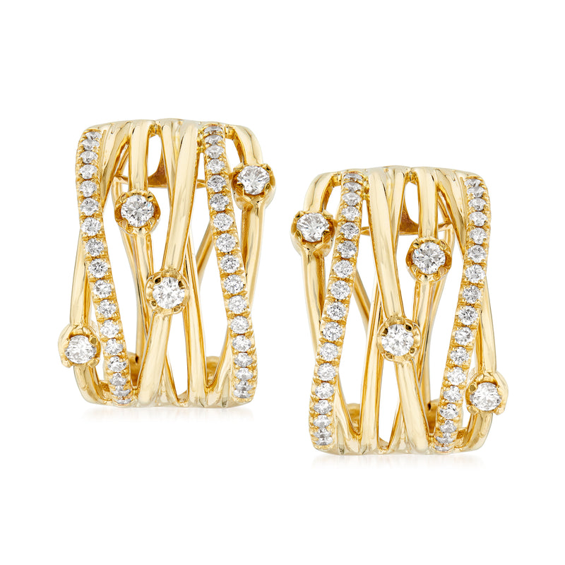 14kt yellow gold diamond highway station earrings, pair