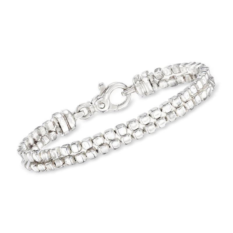 Zina sterling silver double-chain ice cube bracelet with spring-ring clasp