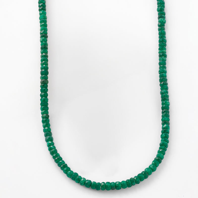 Emerald green bead necklace with full-length rounded bead strand