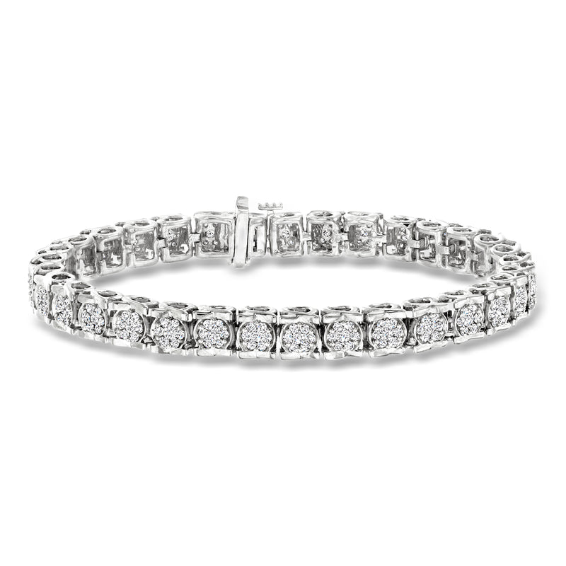 Sterling silver diamond tennis bracelet with sparkling round stone row