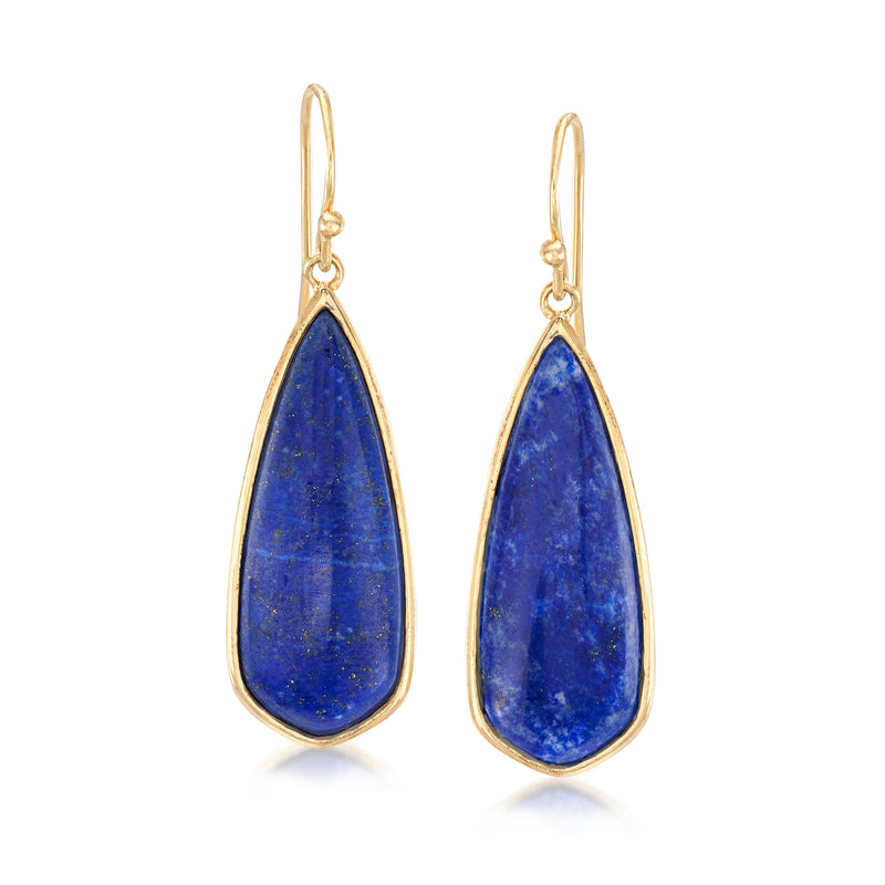 Teardrop lapis earrings in 18kt gold over sterling with blue teardrop stones