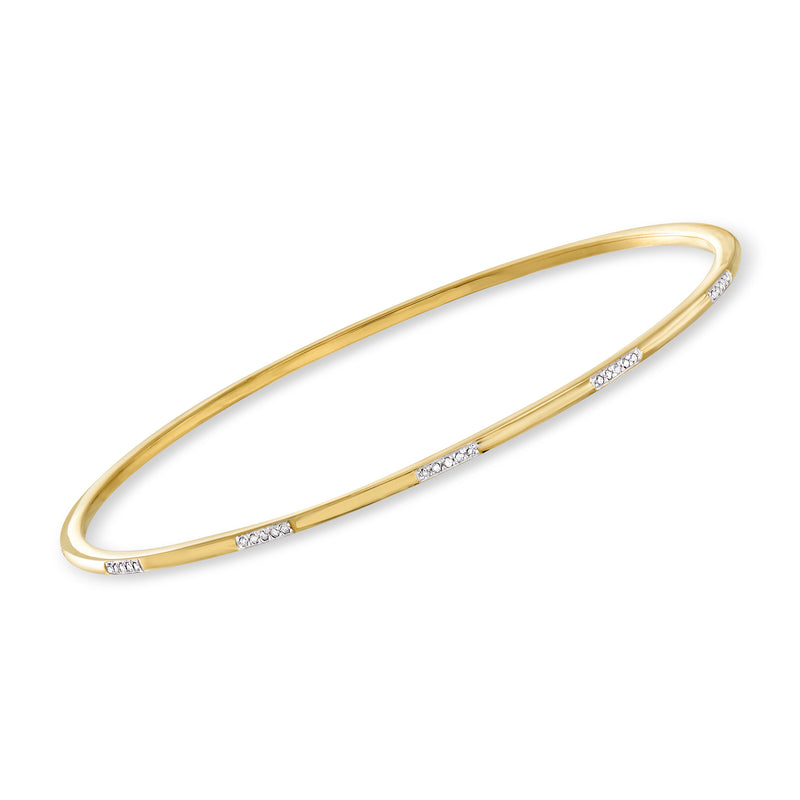 18kt gold over sterling diamond station bangle bracelet with slim row of stones