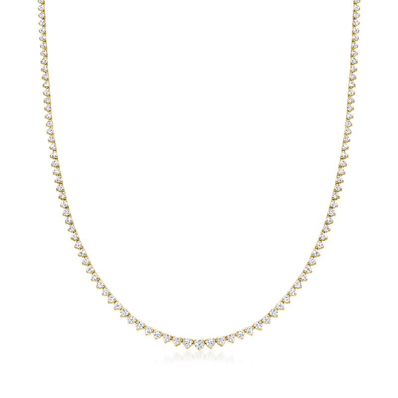 Diamond tennis necklace in 14kt yellow gold with round diamond links