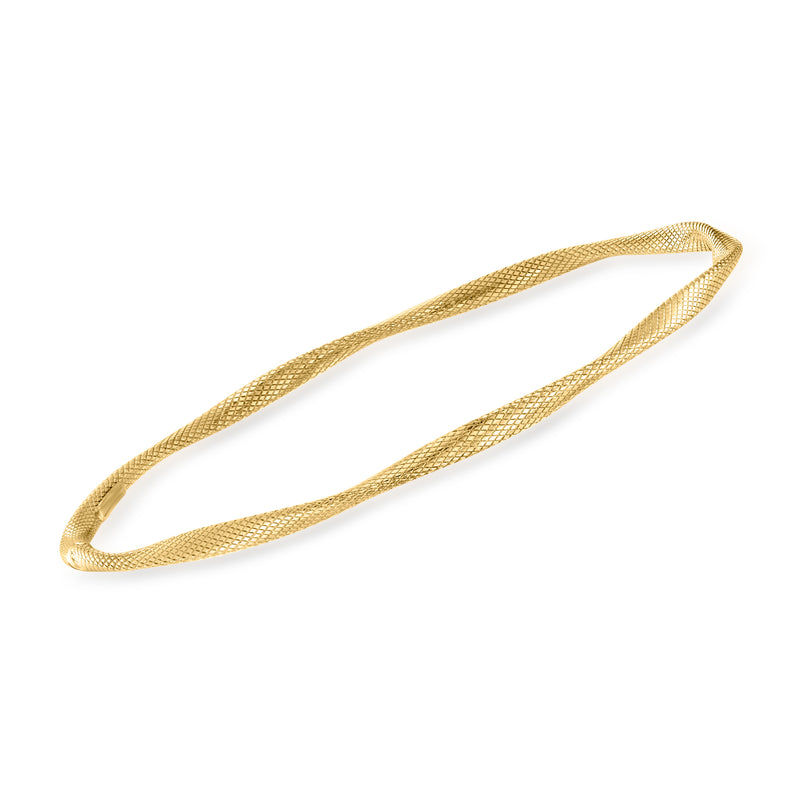 14kt yellow gold twisted bangle bracelet, polished rope design