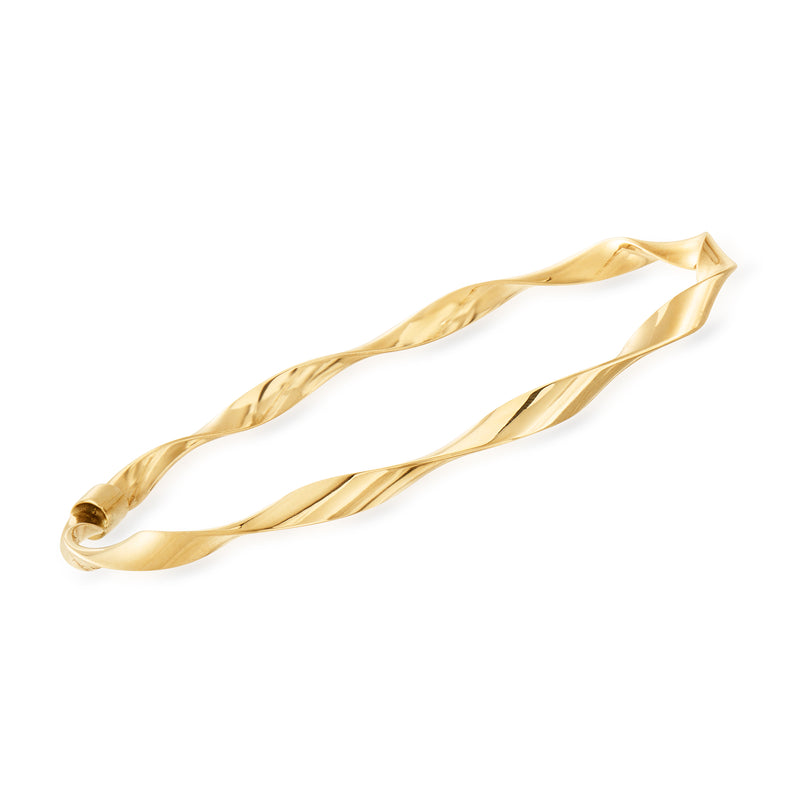 14kt yellow gold twisted bangle bracelet with rope-like ridges