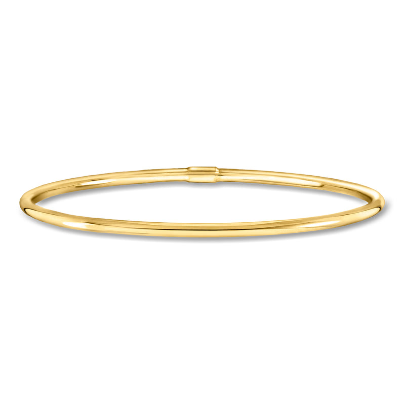 Polished yellow gold bangle bracelet with secure clasp