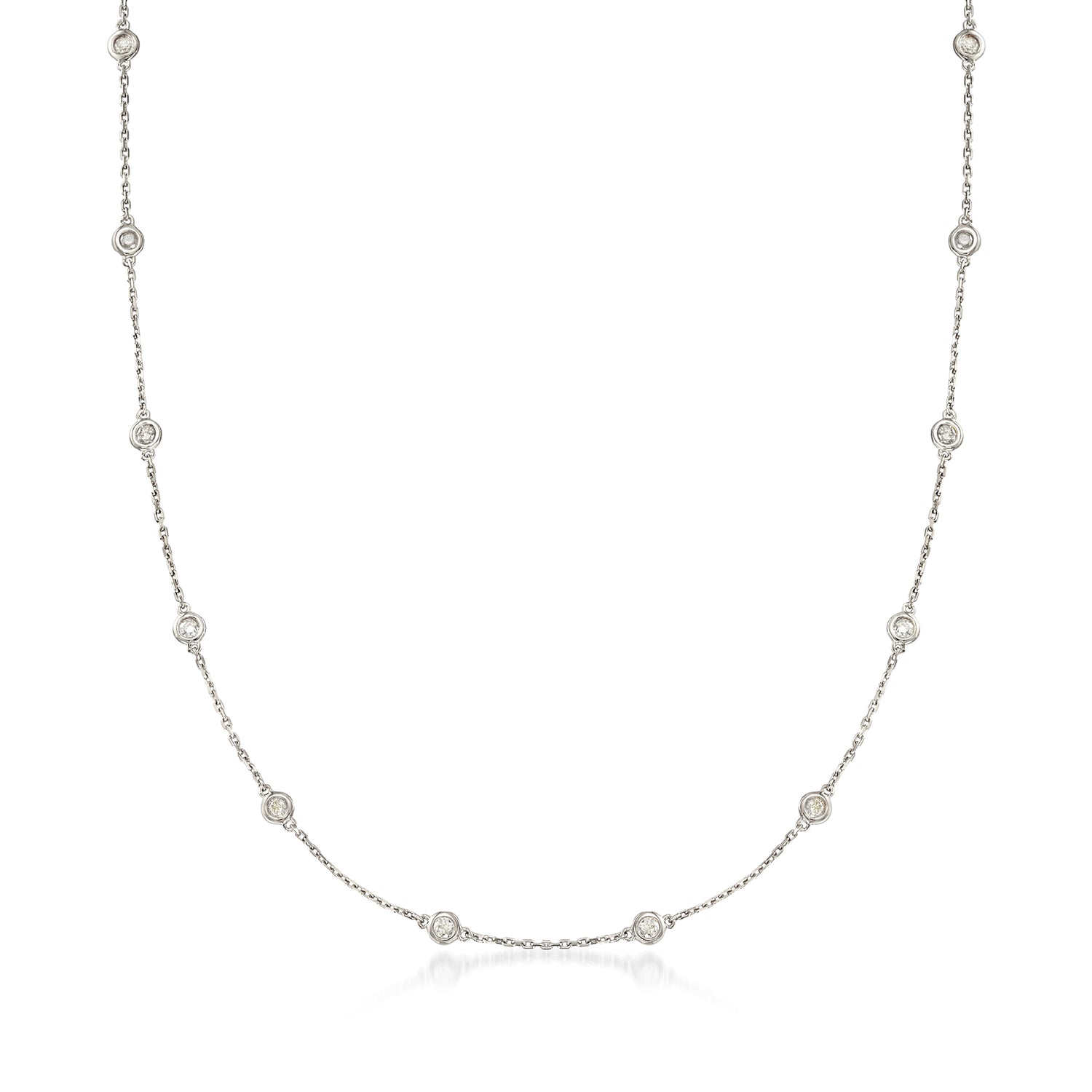 1.00 ct. t.w. Bezel-Set Diamond Station Necklace in Sterling Silver