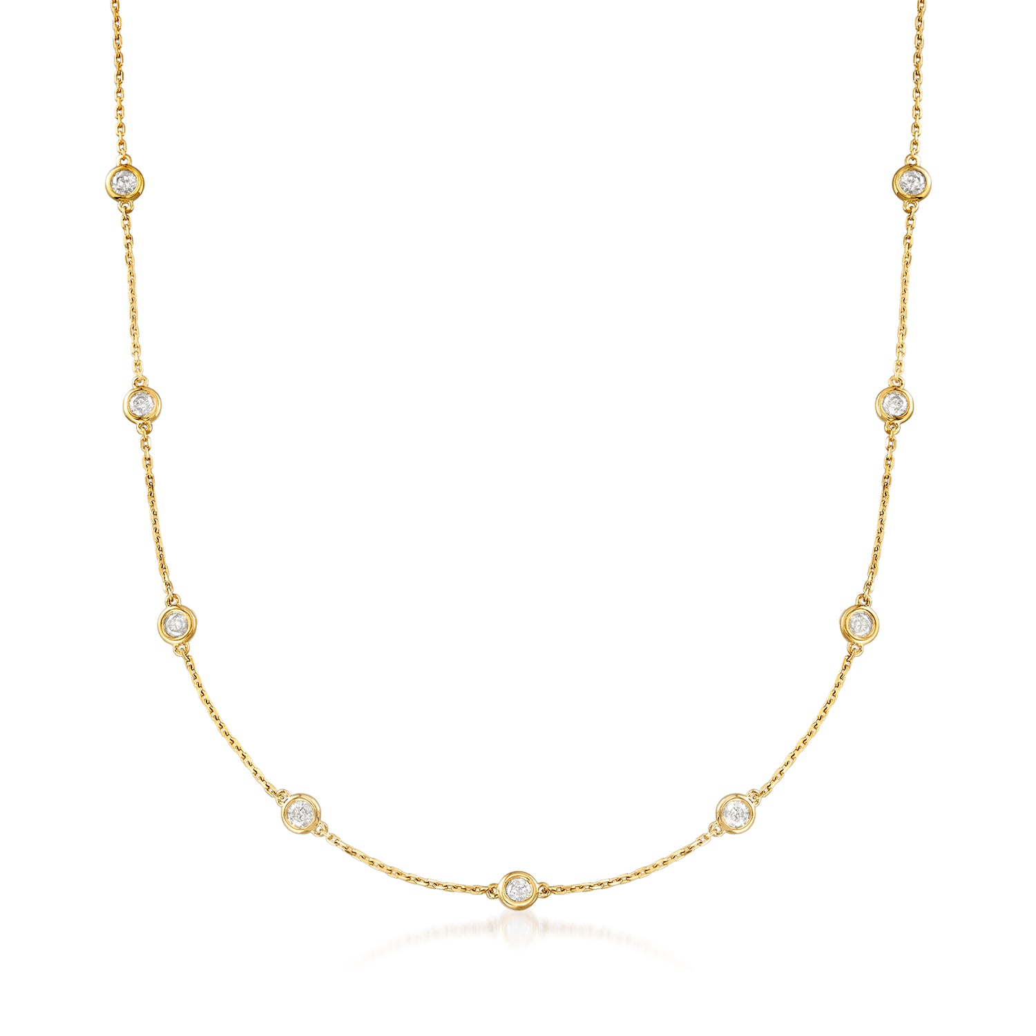 2.00 ct. t.w. Bezel-Set Diamond Station Necklace in 18kt Gold Over Sterling
