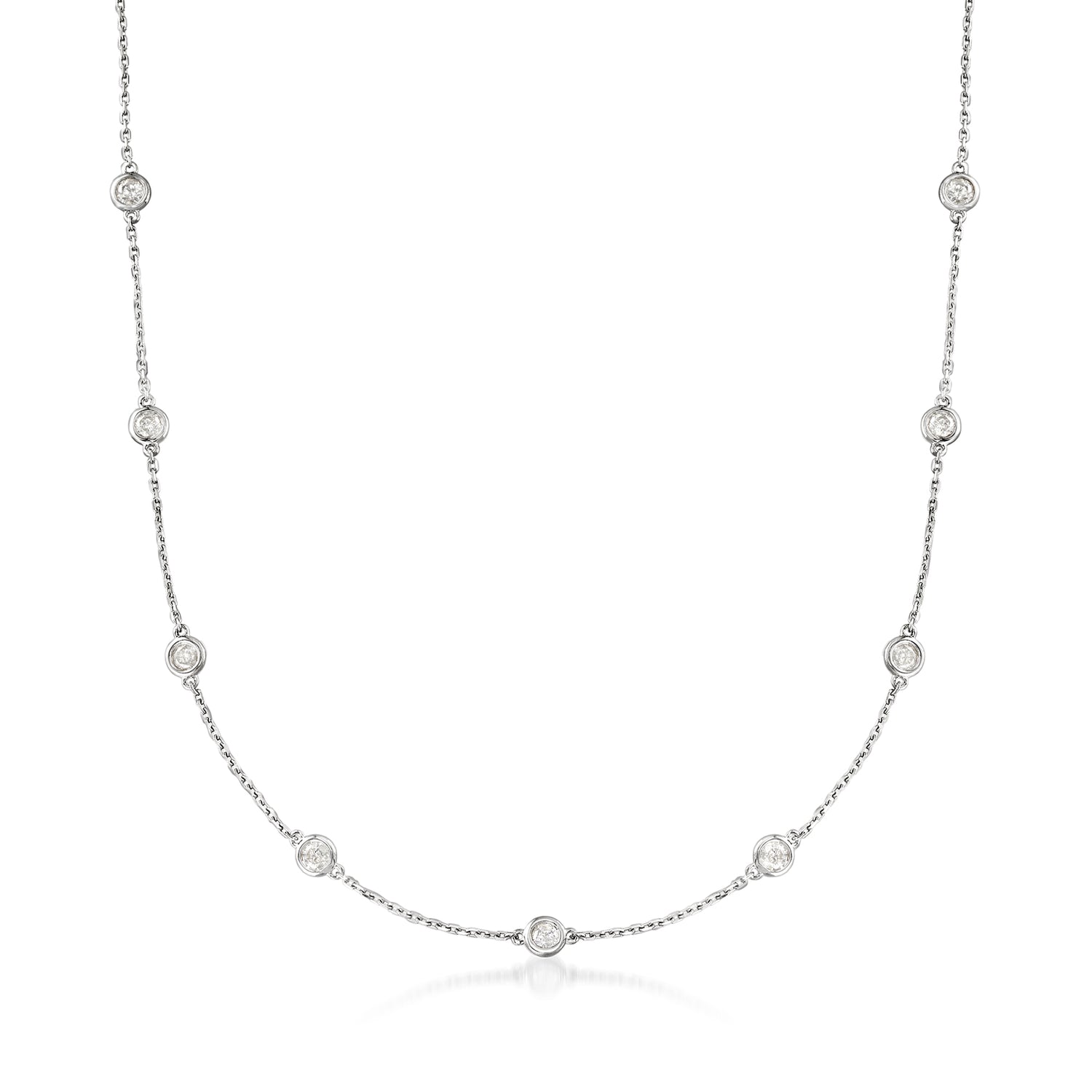 2.00 ct. t.w. Bezel-Set Diamond Station Necklace in Sterling Silver