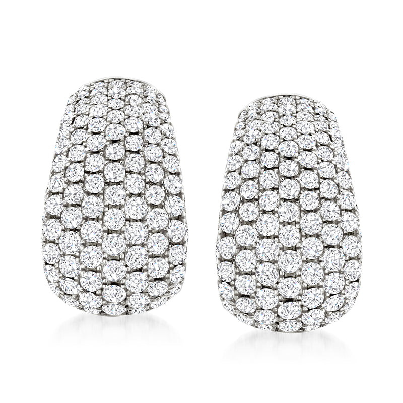 Pave diamond earrings in 14kt white gold, oval pair