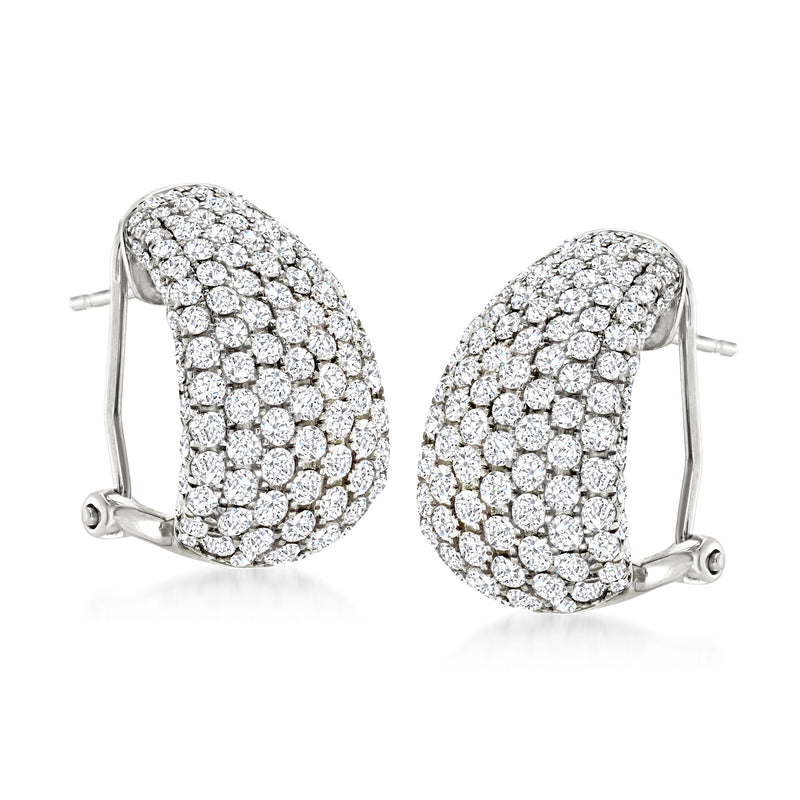 Pave diamond clip/post earrings in 14kt white gold