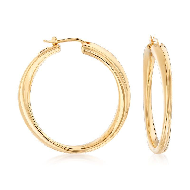 Roberto Coin 18kt yellow gold hoop earrings, smooth oval polished design