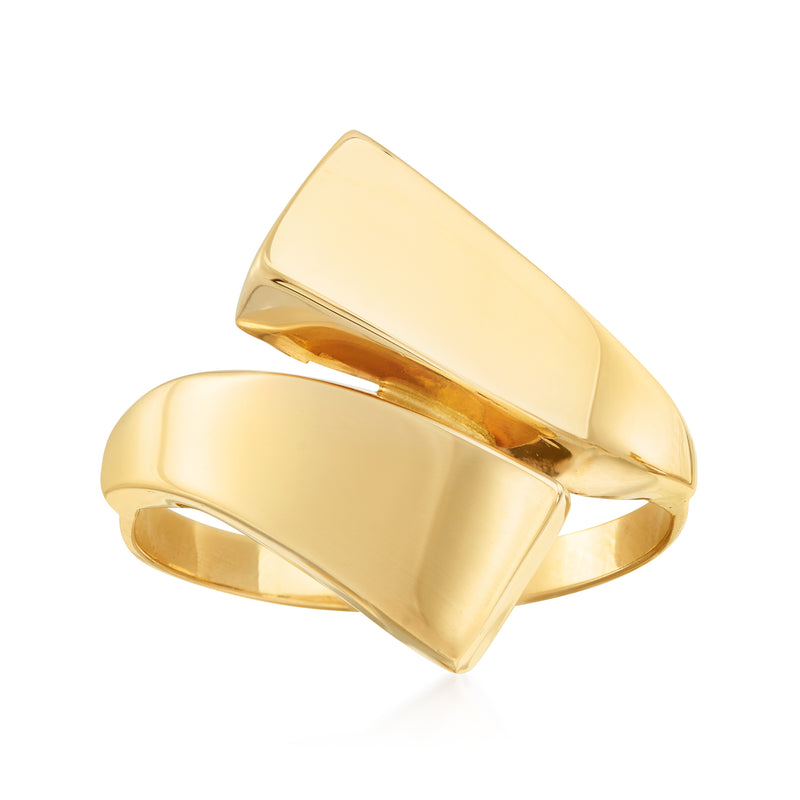 14kt yellow gold bypass ring with polished overlapping bands
