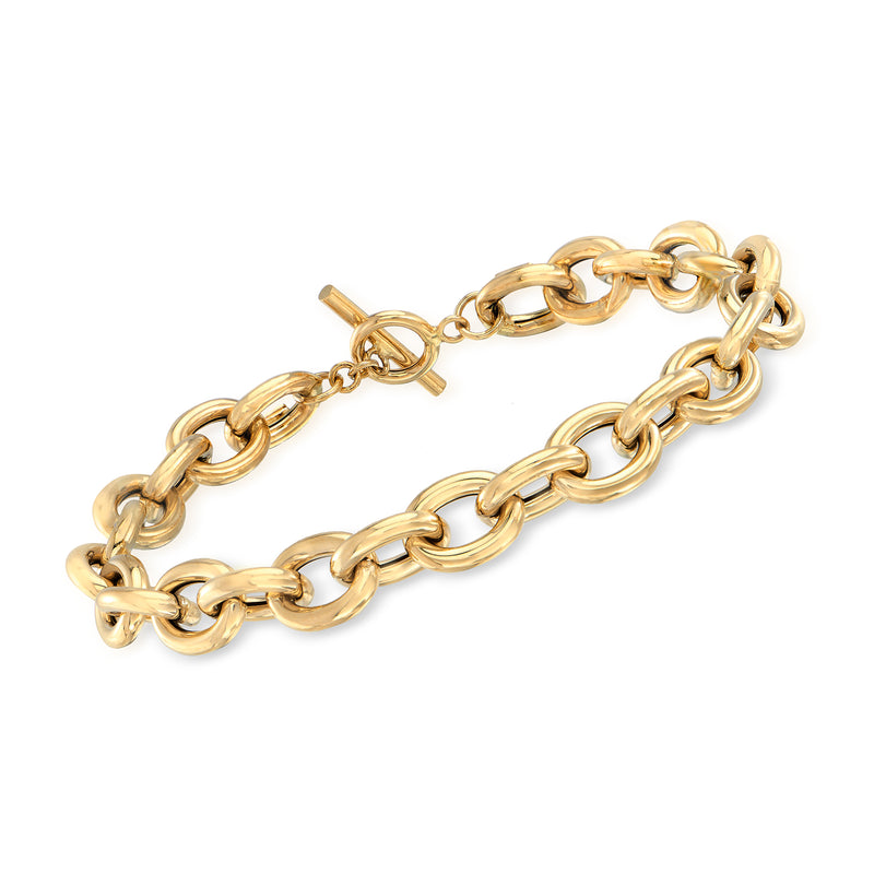 14kt yellow gold link bracelet with toggle clasp, oval and round links