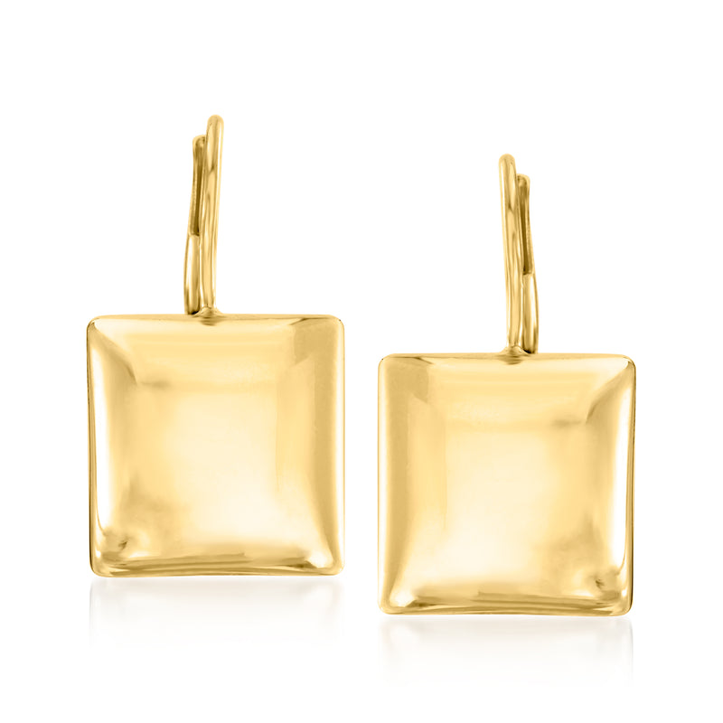 Gold-tone square drop earrings with leverback closure, polished finish