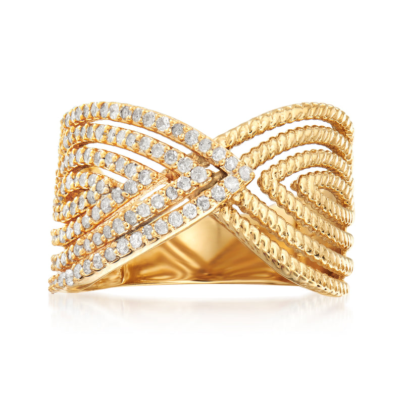 Marquise-shaped twist diamond ring in 18kt gold over sterling