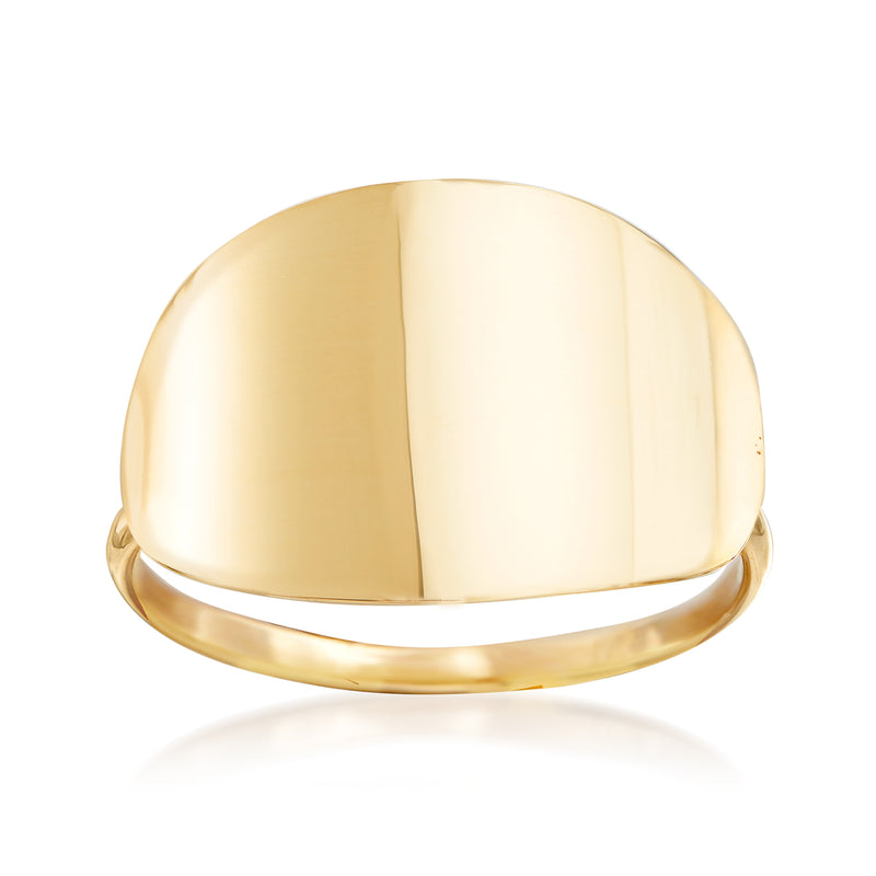Polished 14kt yellow gold signet-style ring with wide domed top