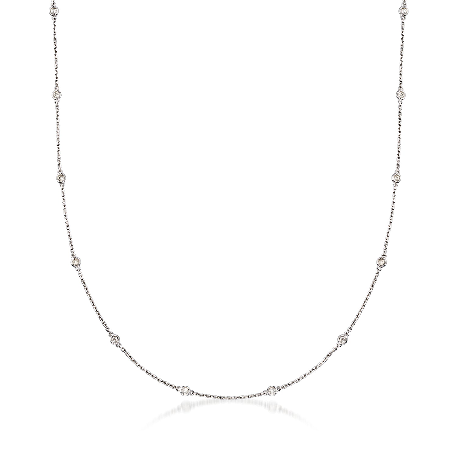 .50 ct. t.w. Bezel-Set Diamond Station Necklace in Sterling Silver
