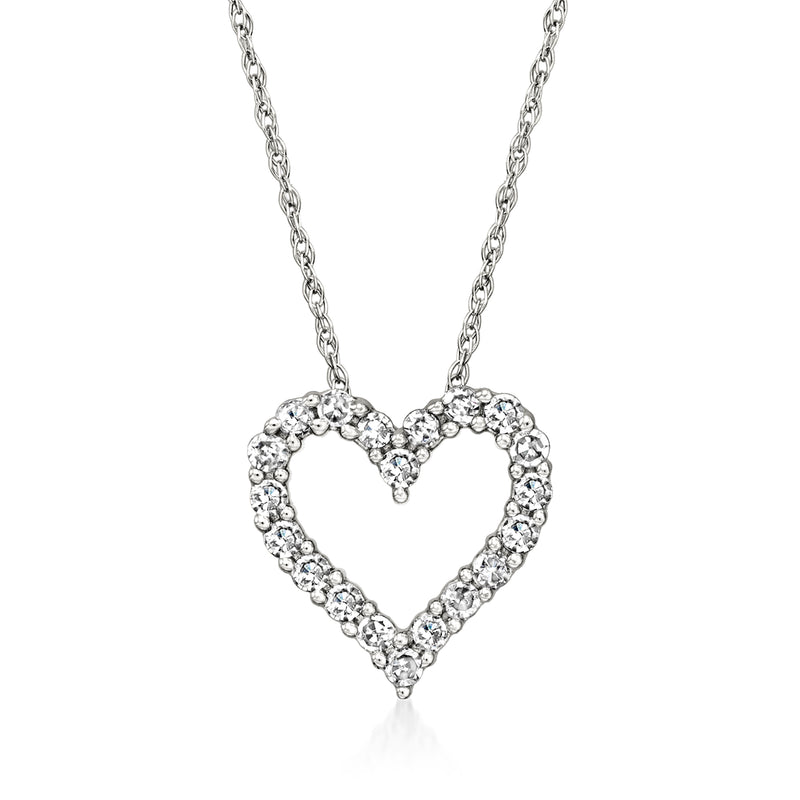 Diamond heart pendant necklace in 14kt white gold