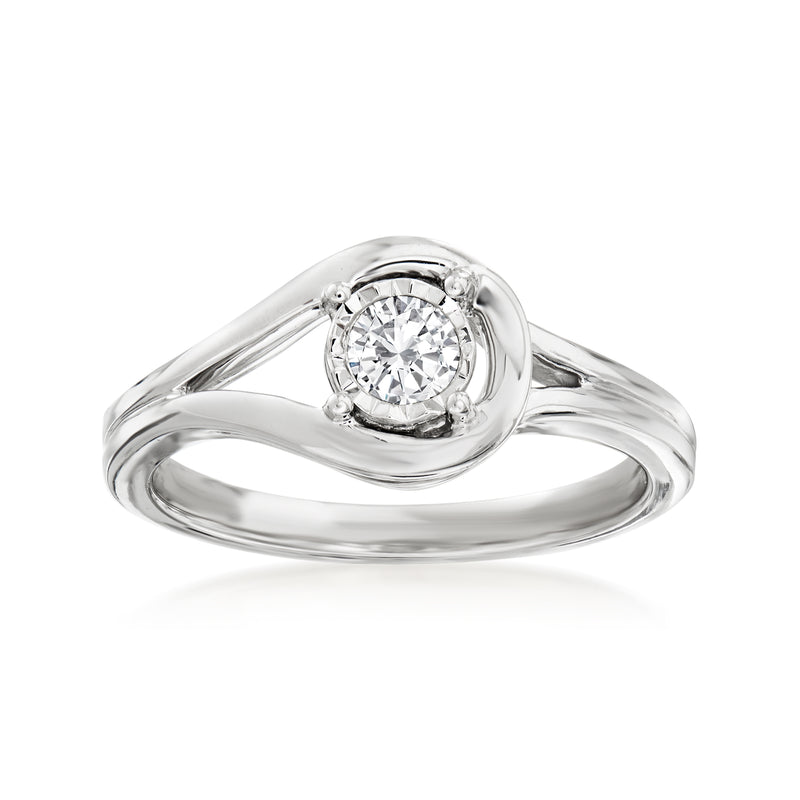 Sterling silver loop ring with round .25ct diamond center