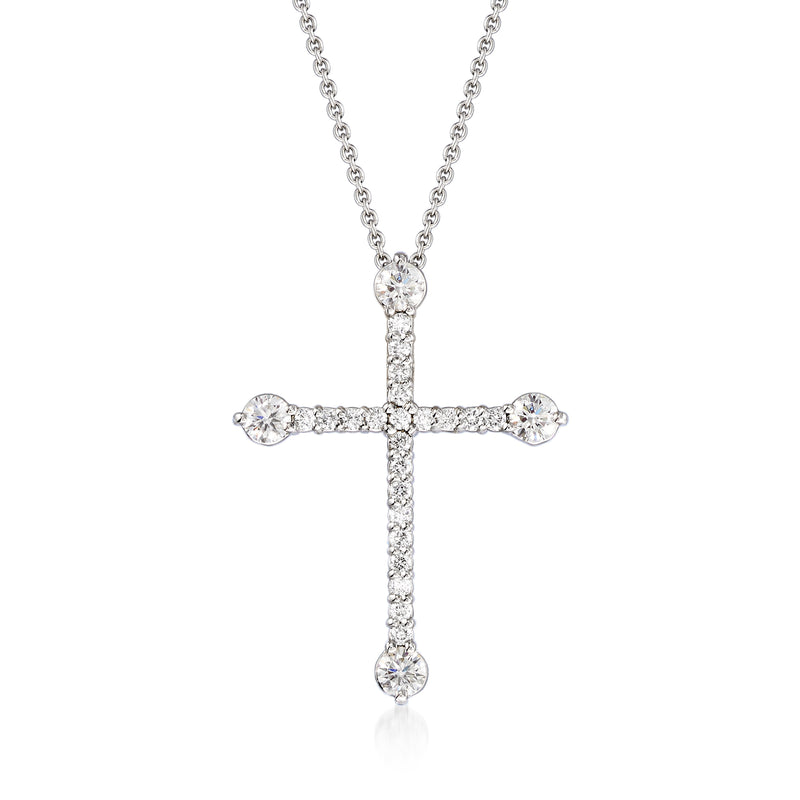 Roberto Coin diamond cross pendant necklace in 18kt white gold