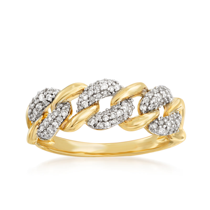Diamond link ring in 14kt yellow gold with pavé-set diamond links