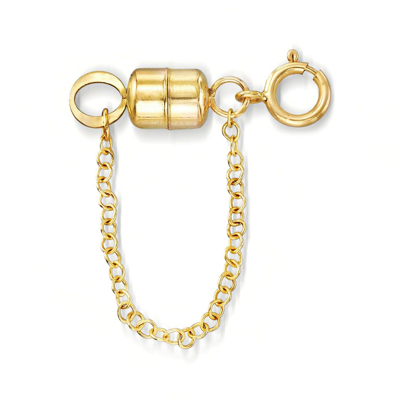 14kt yellow gold magnetic bracelet clasp converter with safety chain and loop ends