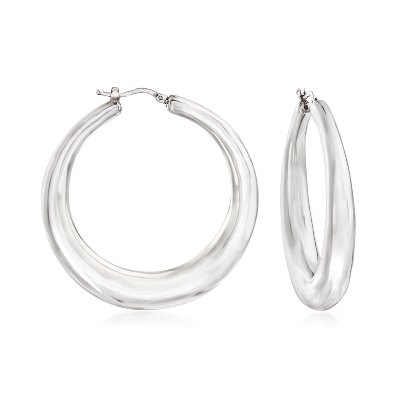 Sterling silver hoop earrings, round hinged hoops with secure clasp