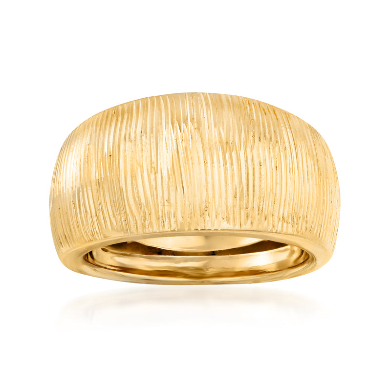 14kt yellow gold dome ring with ribbed top and polished inner band
