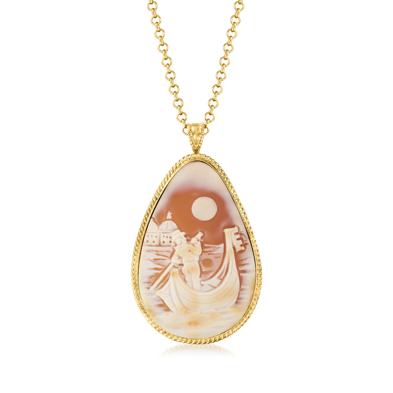 18kt gold over sterling silver cameo pendant necklace with oval portrait medallion