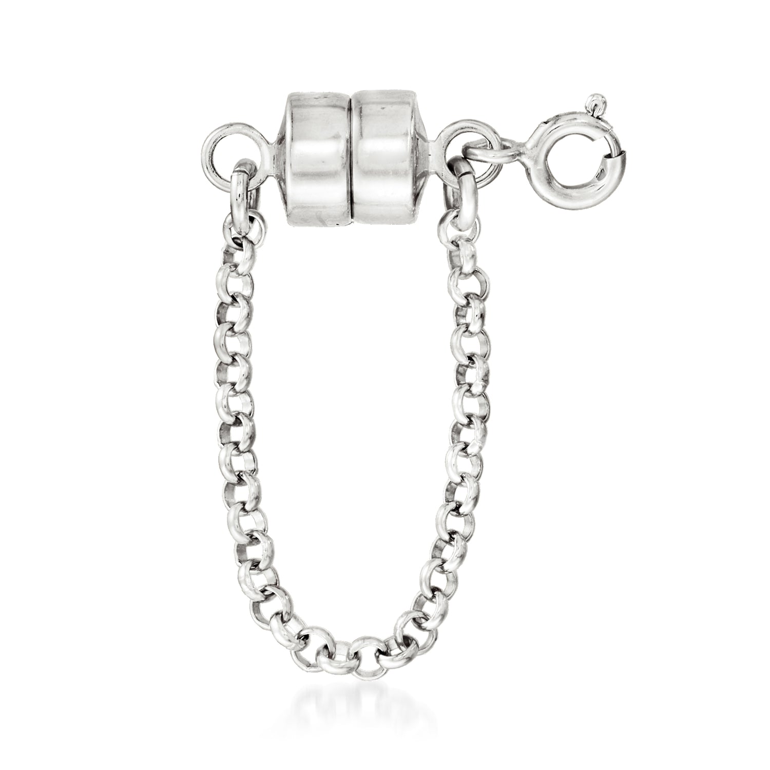 Italian Sterling Silver Magnetic Bracelet Clasp Converter with Safety Chain