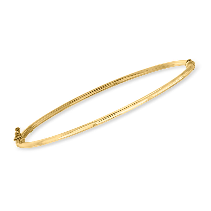 14kt yellow gold oval bangle bracelet with small clasp detail