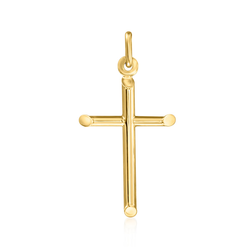 14kt yellow gold cross pendant with loop bail, polished finish